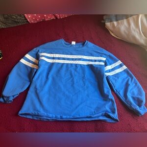 Blue and White Long Sleeve Women's Top